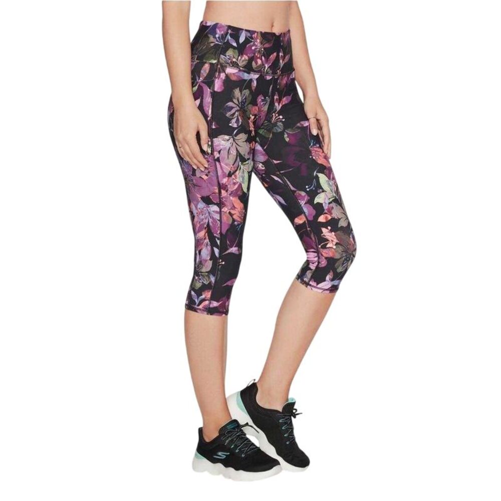 Skechers Womens/Ladies Go Flex Floral High Rise Workout Leggings / Black